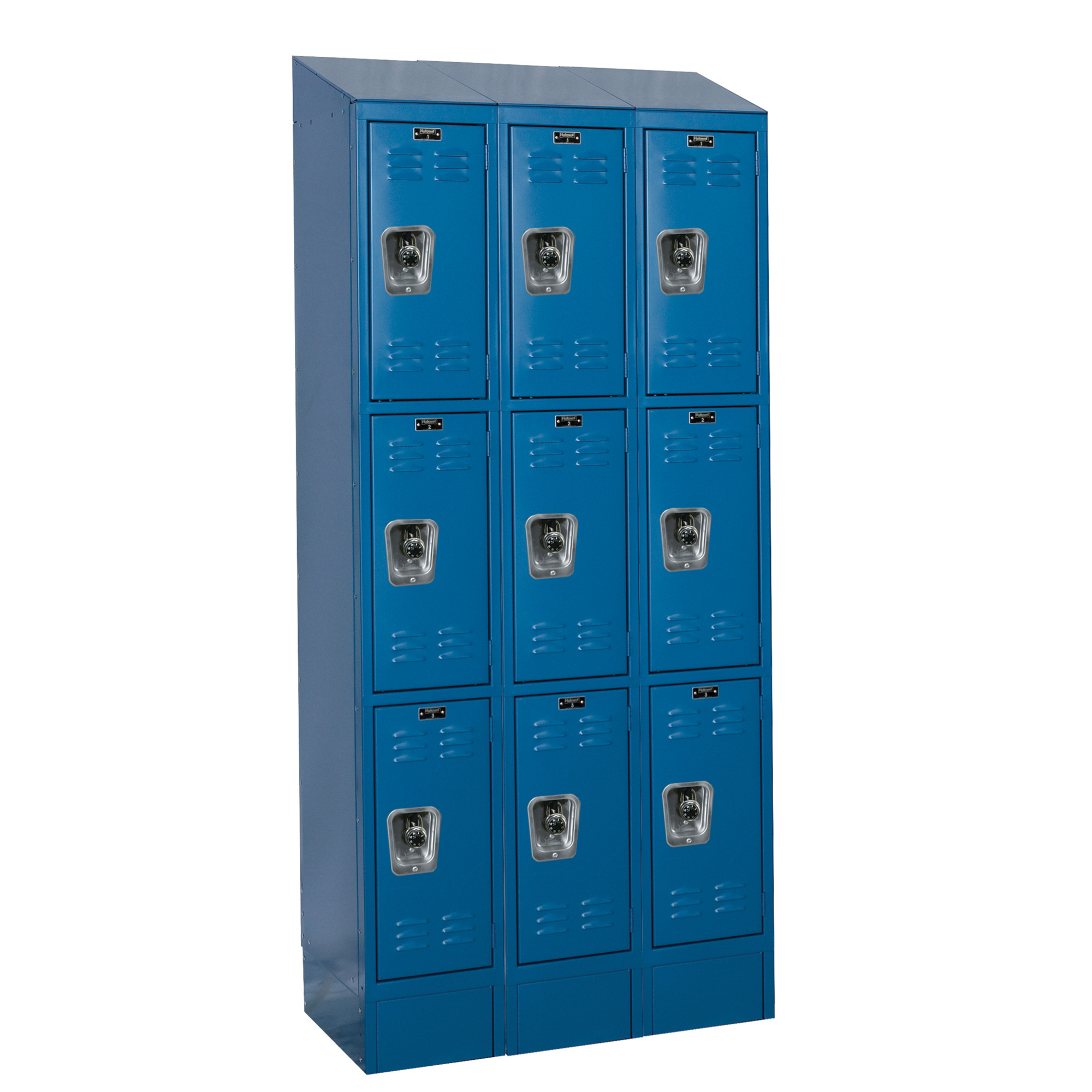 Hallowell, Triple Tier ReadyBuilt Locker, Height 84 in, Width 36 in, Color Blue, Model# URB3288-3ASB-MB